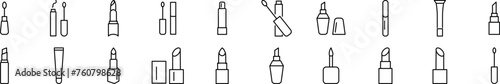 Collection of thin line icons of lipstick. Editable stroke. Simple linear illustration for web sites, newspapers, articles book