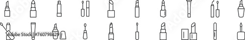 Collection of thin line icons of lipstick. Editable stroke. Simple linear illustration for web sites, newspapers, articles book