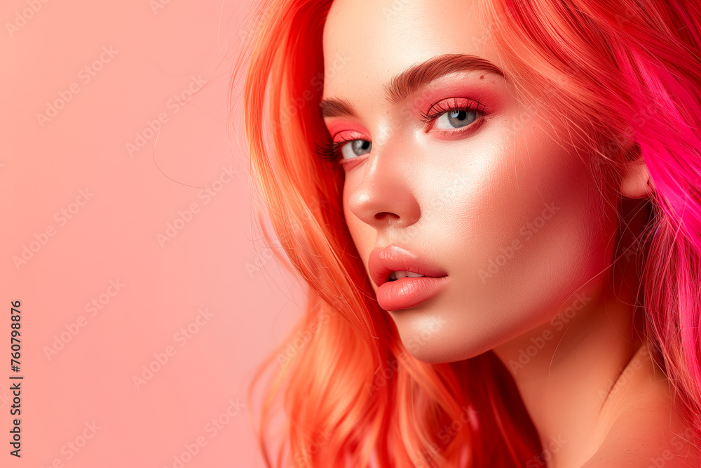 Model woman with hair dyed with the ombre or balayage technique, hair dyeing. Model woman with hair dyed with the ombre or balayage technique, hair dyeing.