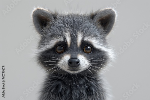 Close up of a white and black raccoon
