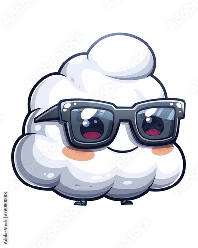 cartoon cloud wearing sunglasses on transparent background