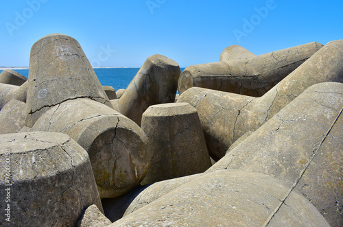 Close view of dolos sea breakers