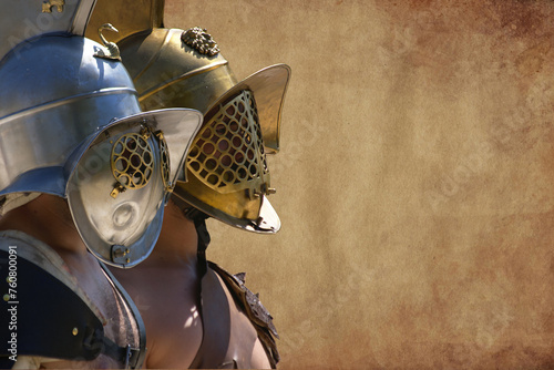Two gladiators with open space for text