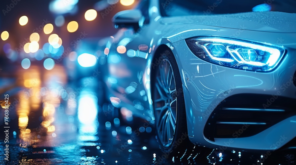 Luxury expensive car parked on dark background. Sport and modern luxury design car, generated with AI Luxury expensive car parked on dark background. Sport and modern luxury design car, generated with AI