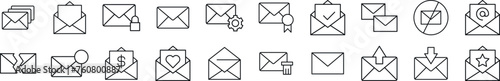 Envelope line icons collection. Editable stroke. Simple linear illustration for web sites, newspapers, articles book