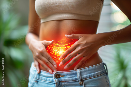 woman with Stomach pain photo