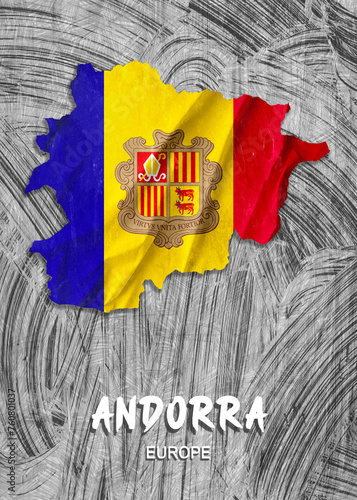 Europe - Country map & nation flag wallpaper - Andorra
