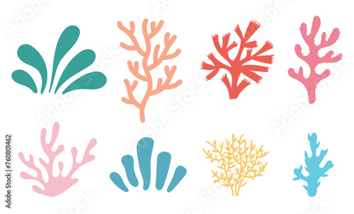 Seaweed alga marine sea plant aquatic reef isolated set. Vector flat graphic design illustration © PrettyVectors