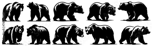 Wild Bear Silhouettes - Majestic Forest Dwellers, Bear Vector