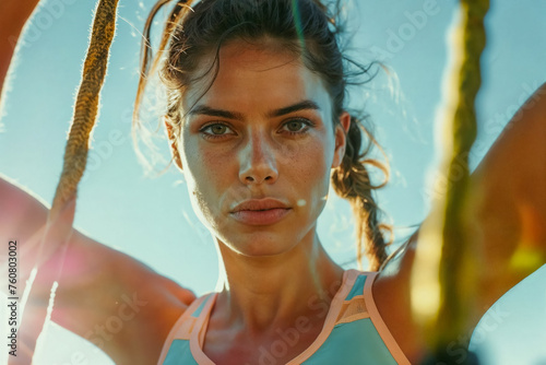 Portrait of an athletic woman in sports clothes