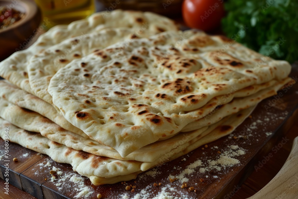 Fluffy Hot bread lavash. White food. Generate Ai Fluffy Hot bread lavash. White food. Generate Ai