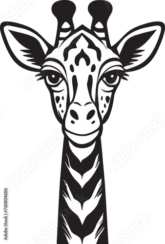 Forward Facing Giraffe Face Lineart Illustration