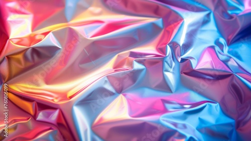 Abstract background of holographic foil with some smooth folds in it