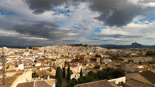 Panoramic view of the historical Andalusian city in Antequera, Spain photo