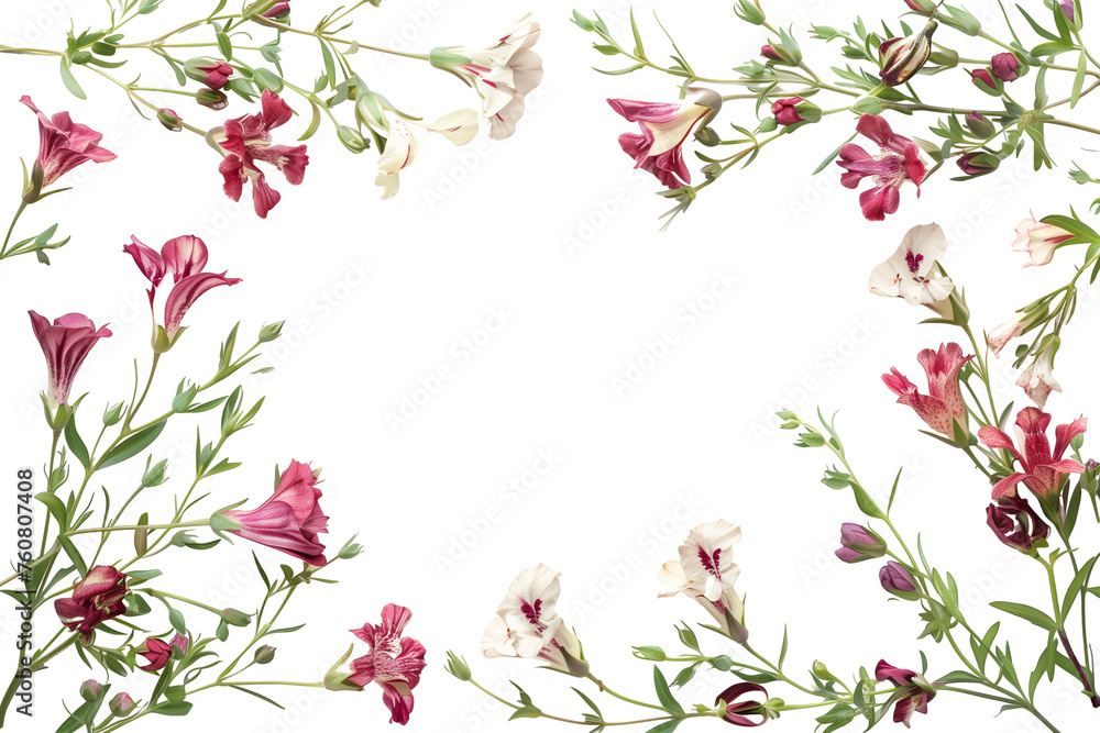 Beautiful wild flowers frame isolated on transparent background. PNG. Vintage watercolor floral frame with empty space for copy text. Flower border for wedding invitation and for postcard design