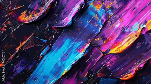 Futuristic abstract oil painting background with neon colors and sci-fi textures.