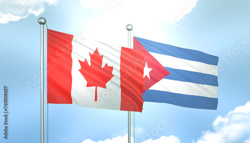 Canada and Cuba Flag Together A Concept of Realations