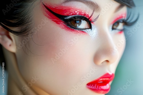 Elegant Asian beautiful woman. Face skin. Generate Ai