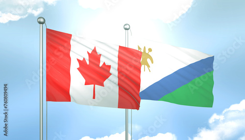 Canada and Lesotho Flag Together A Concept of Realations