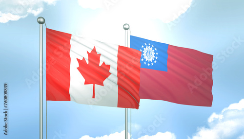 Canada and Myanmar Flag Together A Concept of Realations