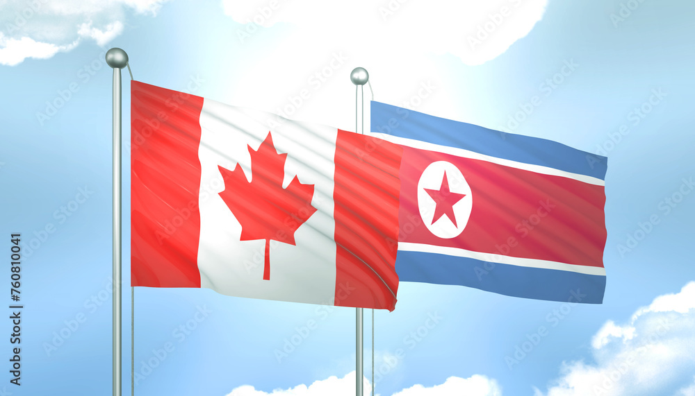 Canada and North Korea Flag Together A Concept of Realations Canada and North Korea Flag Together A Concept of Realations