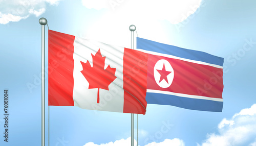 Canada and North Korea Flag Together A Concept of Realations