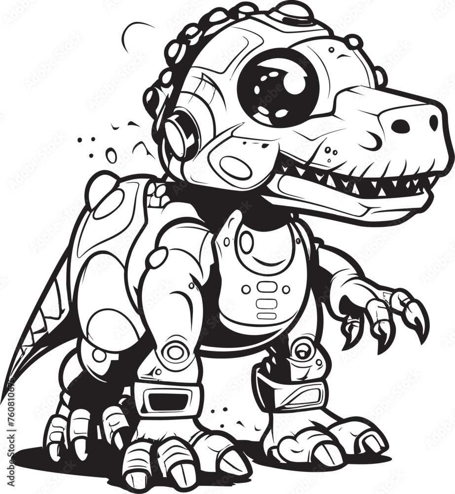 Fototapeta premium CyberSaurus Futuristic Robot Dinosaur Icon Design MechRex Whimsical Cartoon Dinosaur Robot Emblem