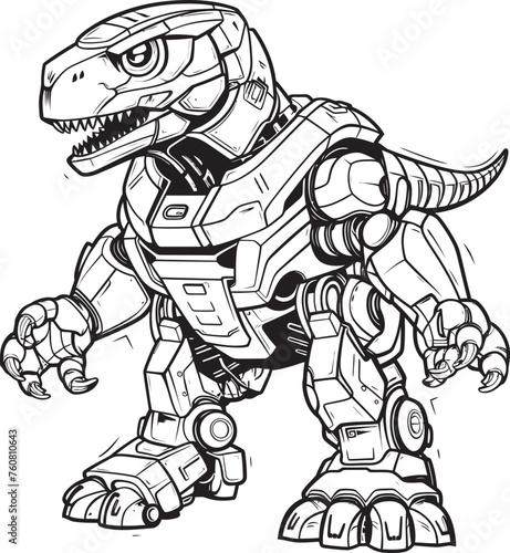 RoboRex Playful Cartoon Dinosaur Robot Emblem DinoBots Dynamic Vector Icon of Robotic Dinosaur photo