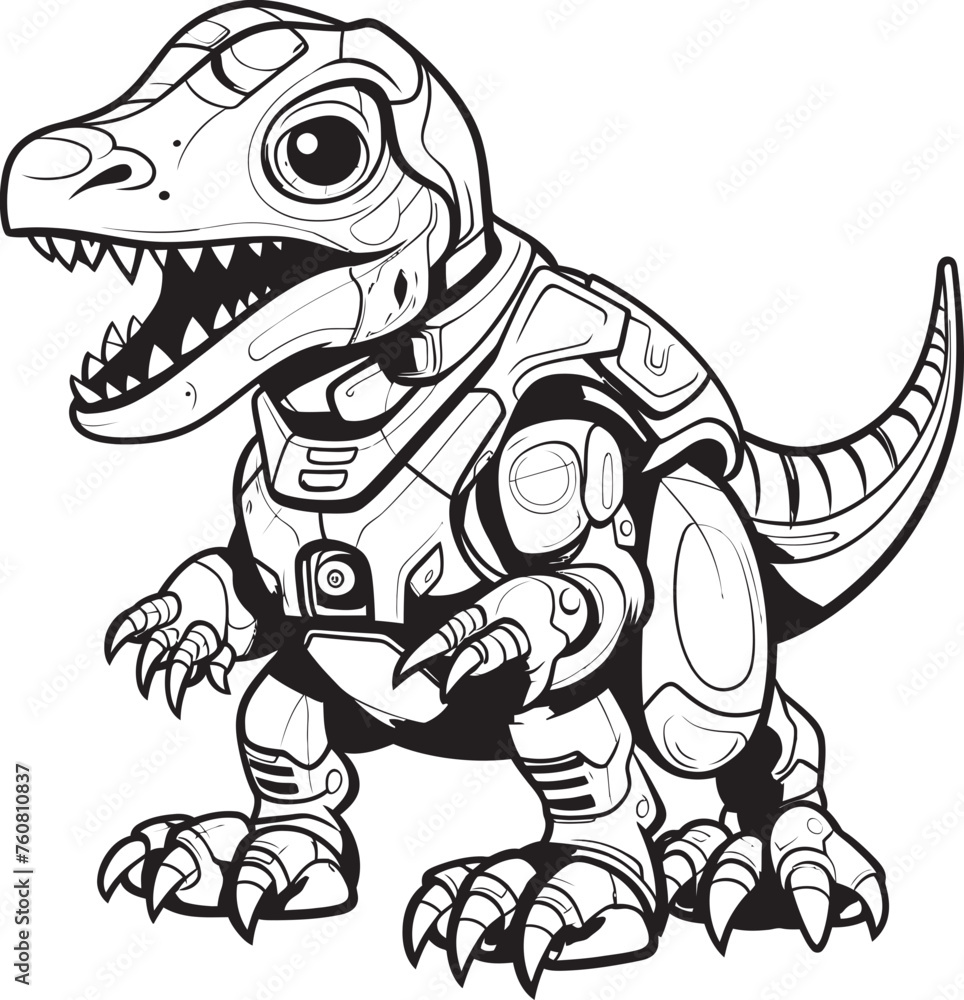 Fototapeta premium DinoBots Dynamic Vector Logo of Robot Dinosaur MechSaurus Futuristic Robot Dinosaur Icon Design