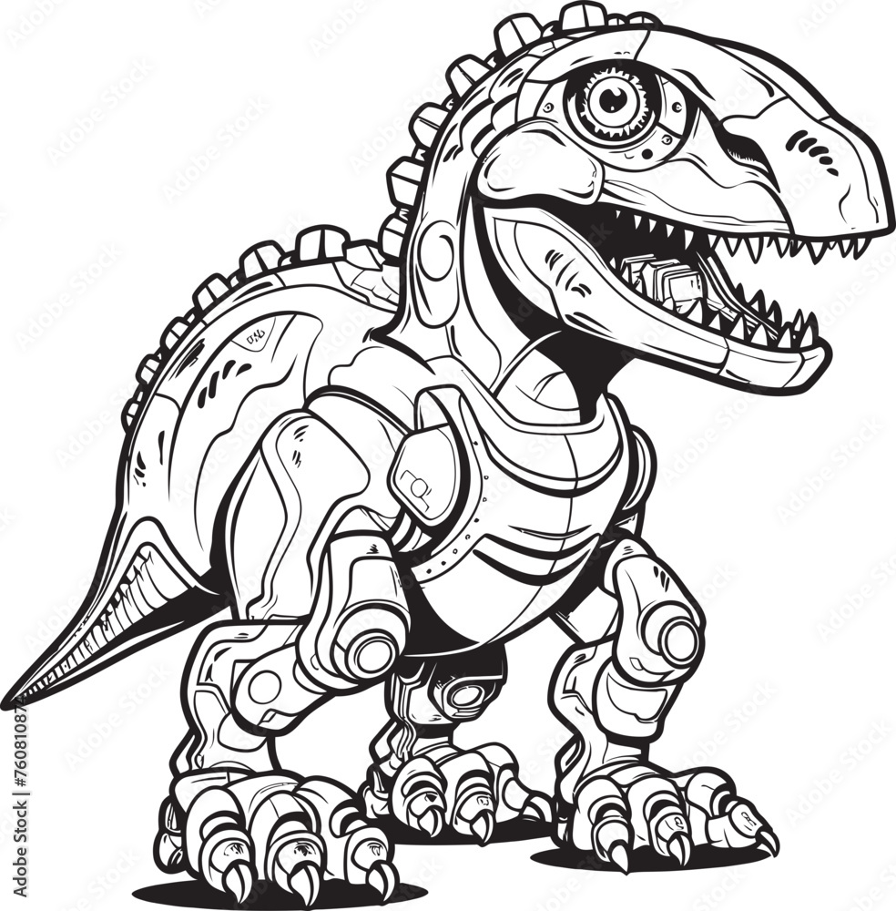 Obraz premium RoboRex Futuristic Robot Dinosaur Icon Design DinoBots Playful Cartoon Dinosaur Robot Emblem