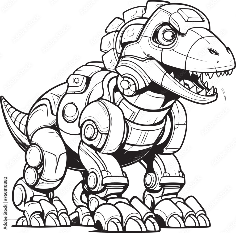 RoboRaptor Dynamic Vector Logo of Robot Dinosaur DinoMech Futuristic Robot Dinosaur Icon Design
