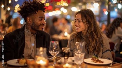 Man and Woman Sitting at Table With Coffee Cups