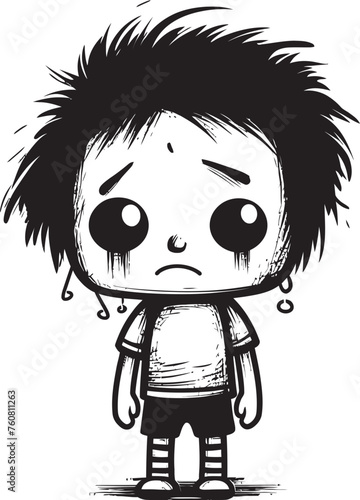 Wistful Walt Wistful Cartoon Boy Logo Design Melancholy Milo Forlorn Little Boy Vector Icon