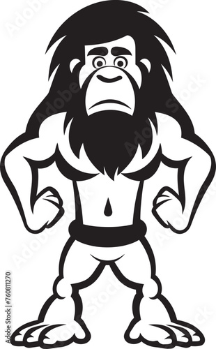 Troglodyte Tim Happy Caveman Vector Icon Bedrock Bill Strong Cartoon Caveman Emblem