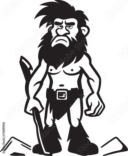 Troglodyte Tommy Happy Cartoon Caveman Emblem StoneAge Stan Sturdy Caveman Symbol