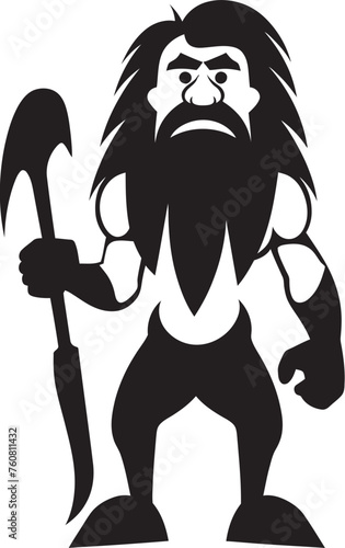 Neolithic Noah Brave Caveman Vector Icon Grunt Gus Animated Cartoon Caveman Emblem