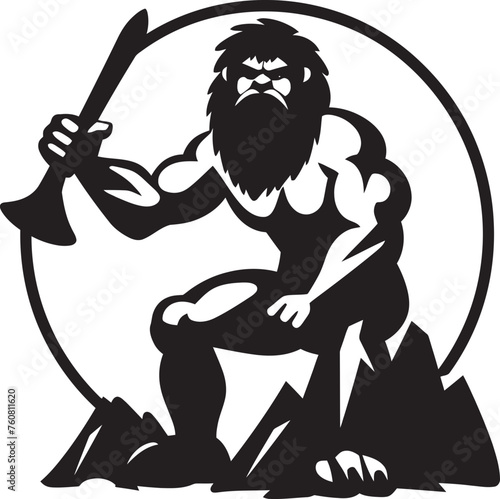 Primitive Percy Primitive Caveman Vector Icon StoneSlammer Stan Determined Cartoon Caveman Emblem