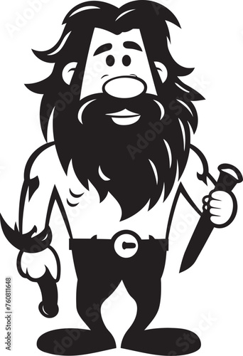 Troglodyte Tommy Happy Cartoon Caveman Emblem StoneAge Stan Sturdy Caveman Symbol