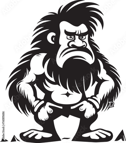 Grunt Gary Primitive Caveman Vector Icon Clubber Carl Club Wielding Caveman Emblem
