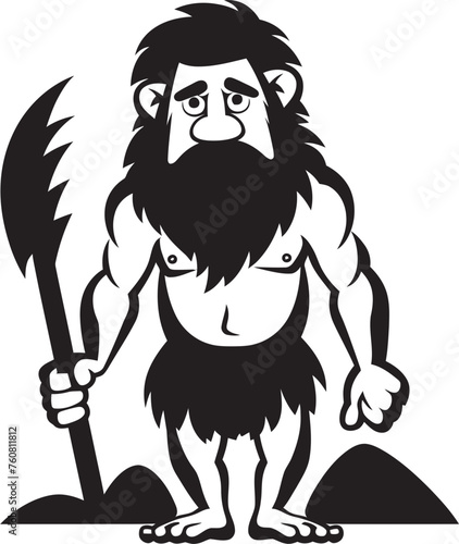 StoneSlammer Stan Determined Cartoon Caveman Emblem Clubber Clyde Strong Caveman Symbol