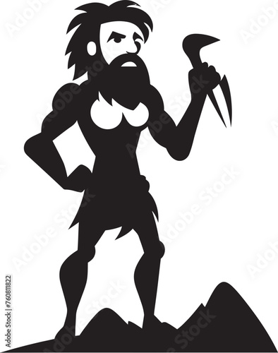 Neolithic Noah Brave Caveman Vector Icon Grunt Gus Animated Cartoon Caveman Emblem