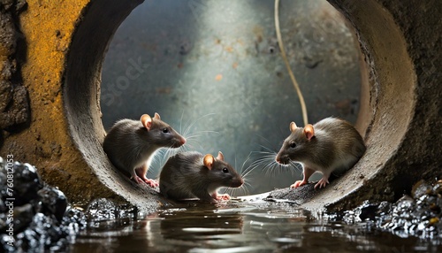Rats in the sewer photo