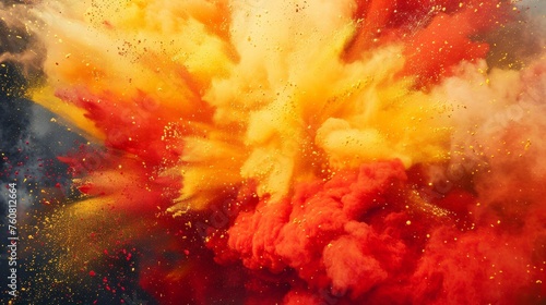 Revolution and change themed colored powder explosion in bold and fiery tones