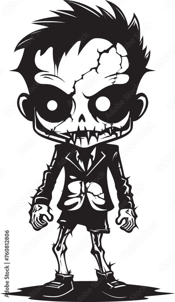 Ghastly Giggles Creepy Cartoon Emblem Adorable Afterlife Zombie Symbolism