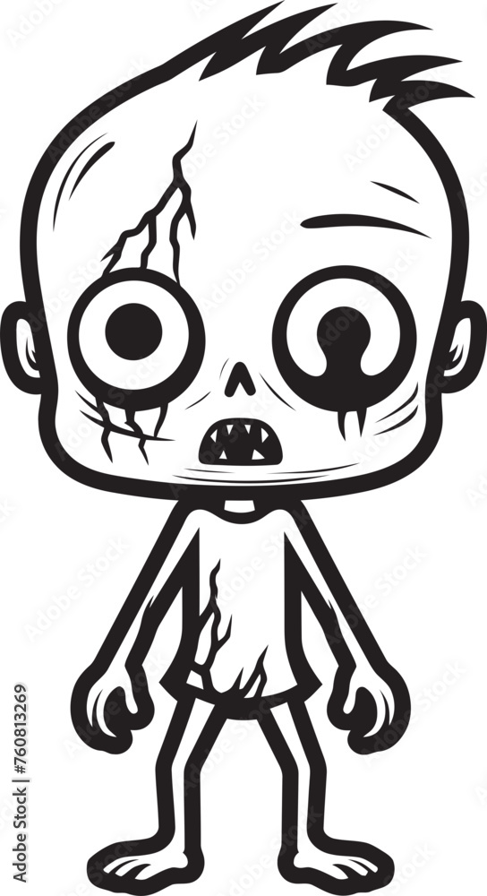 Sinister Sweetness Cartoon Zombie Design Spooky Smiles Cute Zombie Vector Icon