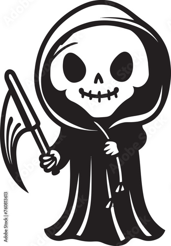 Spooky Silliness Lovely Grim Vector Icon Darling Doom Adorable Little Reaper Emblem