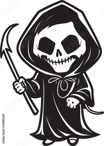 Sweet Soul Reaper Lovely Grim Vector Icon Darling Death Adorable Little Reaper Emblem