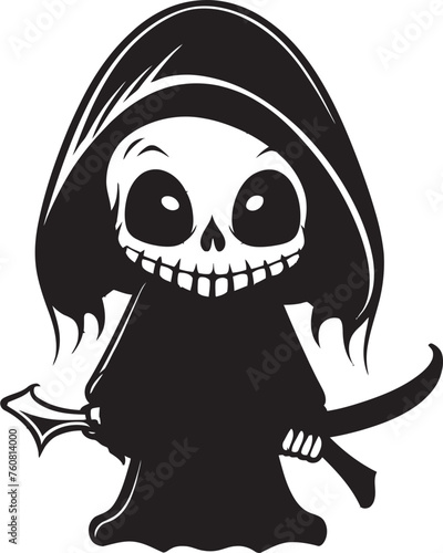 Tiny Terror Cute Little Reaper Symbol Grim Grin Cartoon Grim Ripper Logo Design