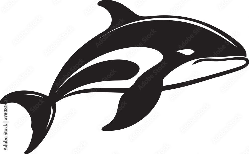 Naklejka premium Sweet Sea Sentinel Cartoon Whale Logo Darling Dolphin Defender Cute Orca Vector Icon