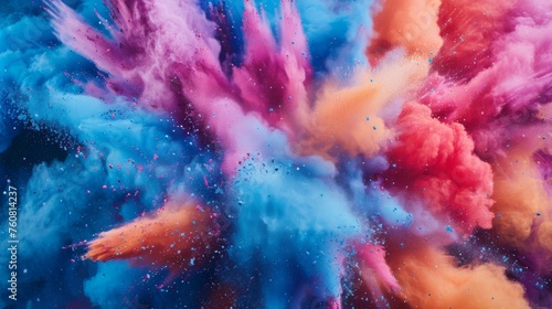 Sports and adrenaline themed colored powder explosion in dynamic and energetic tones photo